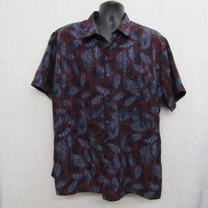 Van Heusen Shirt Mens XLarge Blue Red Short Sleeve Preppy